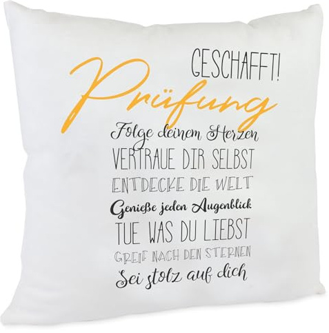 Kilala Geschenk zur bestandenen Prüfung Kissen, Motivationskissen mit Sprüchen, Dekokissen 40x40 cm, Reisebegleiter, Kuschelkissen für Auto & Zuhause