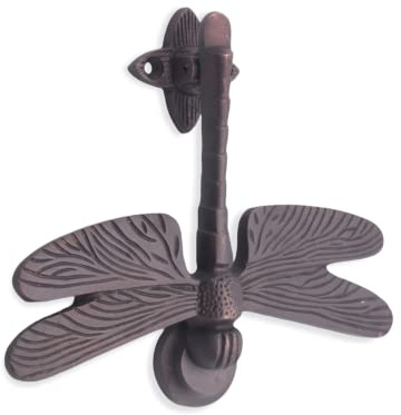 Türklopfer für Haustür, Motiv: Libelle, massives Messing, Antik-Bronze