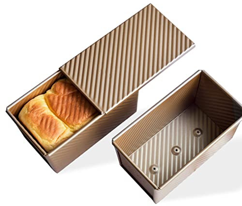 RAHYMA Bread Pan with Lid Non-Stick Carbon Steel Baking Pan Pullman Bread Pan Bread Box Toast Mould with Lid for Baking Baking Rectangular/26