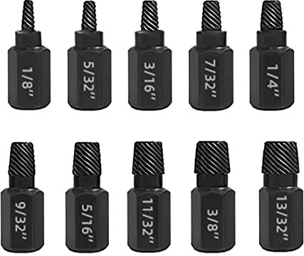Saipe 10 PCS Damaged Bolt Extractor Kit Heavy-Duty Screw and Bolt Extractor Drill Bit Set Hex Shank Rounded Bolt Remover Tools Easy Removal of Rusty and Broken Bolts for Automobile Repair