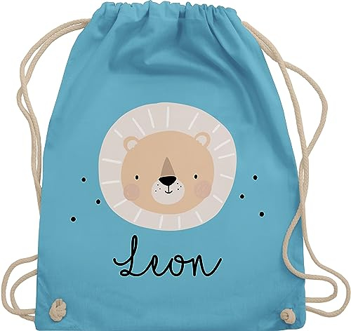 Turnbeutel Rucksack - Süßes Löwenmotiv Geschenk Löwe Geschenke Löwen I König der Tiere - Unisize - Hellblau - personalisierter beutel wechselkleidung personalisierte kindergartentasche tier