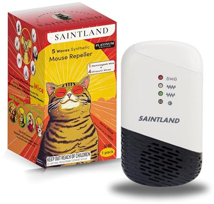SAINTLAND 5 Waves Synthetic Mouse Repeller - Platinum Edition, Electromagnetic and Ultrasonic Pest Control Device for Home and Office, Safe for Pets, SD-066