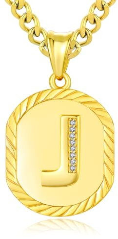 ADMETUS Initialen Buchstaben Anhänger Kette Sterling Silber Buchstaben J Anhänger Halskette Gold Initialen Kette J Halskette Schmuck Geschenke für Herren Damen