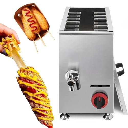 Máquina para hacer palitos de perrito caliente con queso de 21L, equipo de catering con 12 ganchos, máquina para hacer freidoras eléctricas para perros de maíz, para restaurante, tienda y hogar