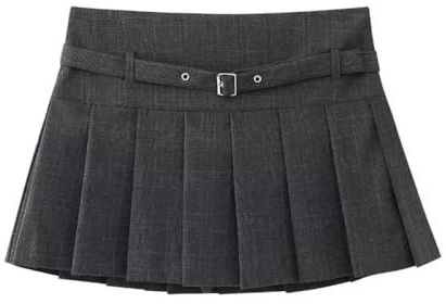 Gonna Corta da Donna - Gonna Pantalone A Pieghe Larghe Nere Femminili Autunnali Gonna Donna con Cintura Grigia Rifinita A Vita Alta Culotte A Trapezio, Stile A, L