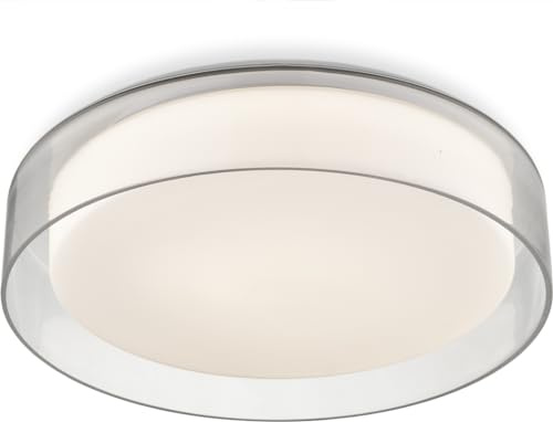 Kuzco Lighting Aston 14 Flush Mount | Clear & Opal Glass | 5CCT Selectable LED Ceiling Light | Steel & Glass Construction | Modern Low-Profile Round Design | 14 D x 3.5 H | FM48614-5CCT