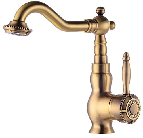 Küchenarmatur Retro, Einhand-Küchenarmatur, Vintage-Messing-Spülenarmatur Küche, Küchenspülenarmatur Retro, Retro-Messing-Küchenarmatur, Antik A (Color : Antique A)