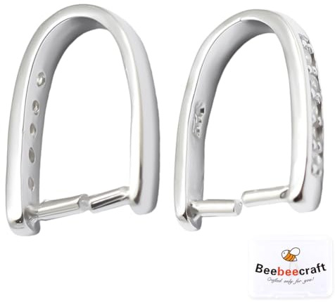 Beebeecraft 1 Box Mit 2 Stück Eispickel Ösen Rhodiniert 925 Sterling Silber Zum Aufstecken Schmuckverschluss Mit Zirkonia Baumelnde Anhängerverschlüsse Für Die Schmuckherstellung Halskettenzubehör DIY