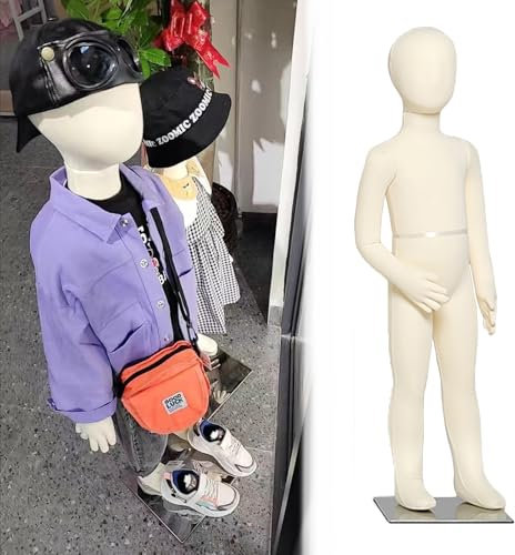 Schneiderpuppe für Nähen für Kinder im Alter von 9–10 Jahren, flexible Schaufensterpuppen aus Styropor für Aufstecken, Ganzkörperpuppen für Jungen und Mädchen mit Ständer, große Schaufensterpuppe zur