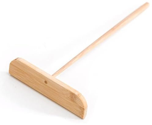 Crepe Distributor Small Bamboo Portable Washable Pancake Rake with Long Handle Cooking Tool for Flat Tortilla Bowls