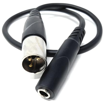 DRUT 0.5m 3-Pin XLR Male to 6.35mm 1/4 Stereo Jack Socket Cable, 1.6ft | Soft, Flexible, Gold Plated, for Audio, DJ, Live Events, Music Instruments