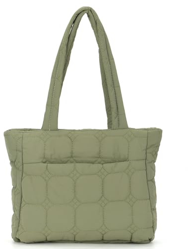7VSTOHS Puffer Bag pour Femme, Sac pour Femme avec Fermeture Éclair en Nylon Matelassé Sac de Transport Tote Bag Grande Capacité Sac à Bandoulière pour tous les Jours Travail Bureau Voyage
