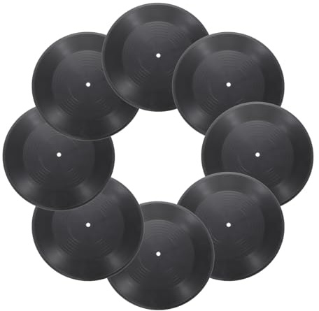 sourcing map PVC Plain Faux Blank Vinyl Records Retro Vinyl Records for Home Studio Room Wall, Schwarz , 30,5 cm, Retro