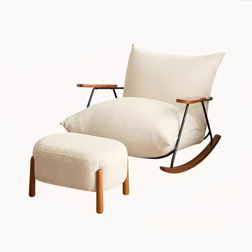 Retro-Schaukelstuhl, Liegestuhl Mit Fußhocker, Liegestuhl Für Erwachsene Mit Großer Sitztasche, Schaukelstuhl, Rückenlehnenstuhl, Lesestuhl, Sonnenliege Für Schlafzimmer, Wohnzimmer, Balkon, Terrasse