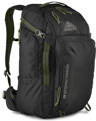 Kelty Redwing Traveler Backpack, Travel Pack with Wide U Zip Opening, Signature Wing Pockets, 30-50L Capacity (30L Black)