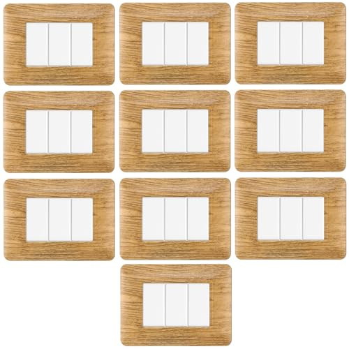 CONFEZIONE DA 10 PLACCHE IN TECNOPOLIMERO, COMPATIBILE CON BTICINO MATIX, 3 MODULI/POSTI, COLORE LEGNO SCURO, ALTA QUALITA', DESIGN ELEGANTE E MODERNO, PER INTERRUTTORI/PRESE, SERIE CIVILE