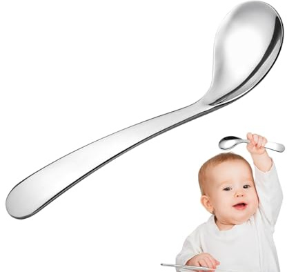 Gebogener Babylöffel, Baby-Lernlöffel, rutschfreies Training ohne Verrutschen der ersten Stufe, flacher Kopf, Babynahrung