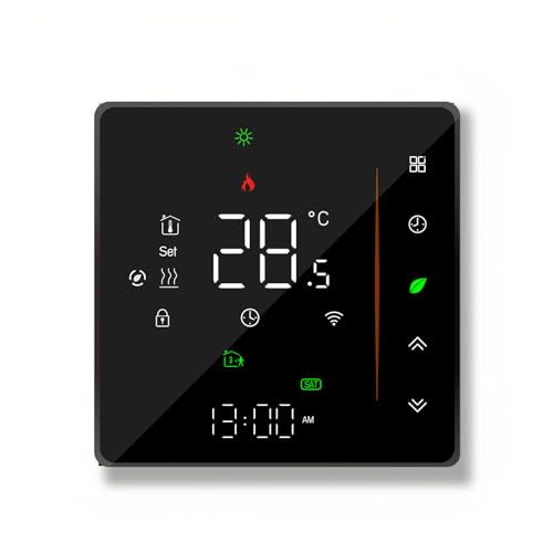 Caslant 006 Serie Wi-Fi Termostato - Termostato con Pantalla Táctil para Calefacción de Agua, Electricidad y Calderas - Control Remoto Desde Teléfono Móvil Compatible con Alexa, Google Home e IFTTT