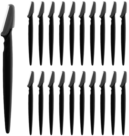 20 Pcs Eyebrow Razor Black Dermaplaning Tool for Women and Men, PLULON Face Razors Eyebrow Trimmer Facial Hair Remover Face Shaver for Women Smooth Skin