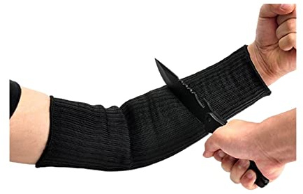 XINFULI Stahldraht-Arbeitssicherheit, schnittfeste Armmanschette, Anti-Messerschutz-Armschiene, stichfestes Armband, Arbeitsplatz-Arbeitsschutz, Anti-Abrieb,Höchstes Schutzniveau(Noir)
