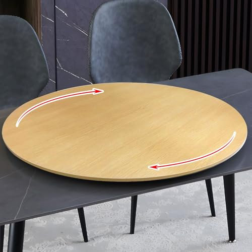Tocadiscos de bambú, tabla giratoria de 90 cm para charcutería y queso, orga, de madera para cocina, despensa, estantes y mostradores, diseño de color de tronco