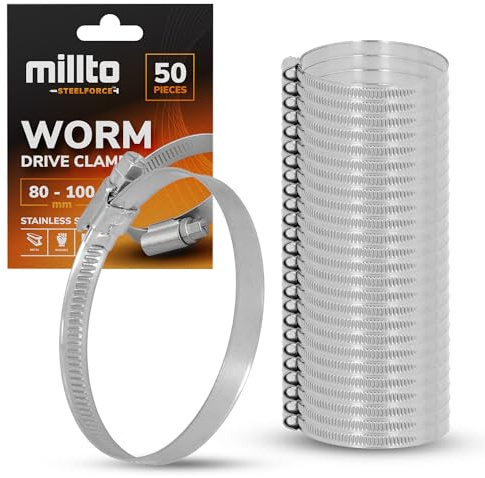 50x Collier De Serrage Inox 80-100 mm Pour Tuyaux Souples Rigides Jardin Arrosage Voiture Bricolage Maison Usage Industriel Réglable À Vis En Acier Inoxydable
