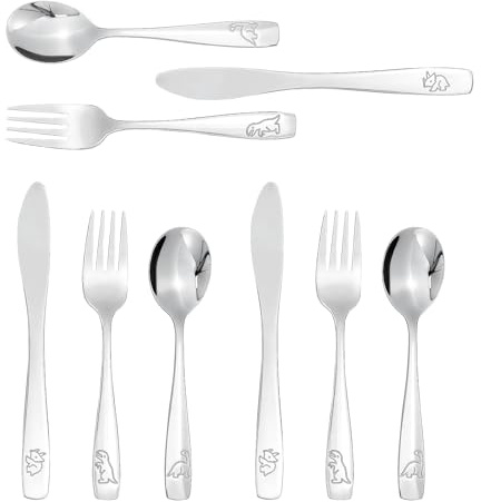 Ensemble de couverts pour enfants en acier inoxydable 9 pièces,ensemble de couverts pour enfants, 3 Fourchettes,3 Couteaux, 3 Cuillères -Couverts dinosaures pour garçons