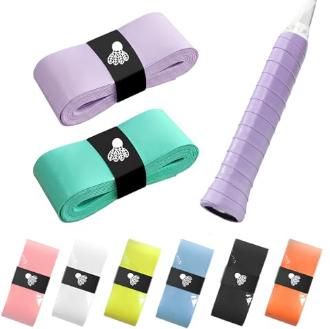 8 Pièces Ruban Adhésif pour Raquette de Tennis, Ruban Coloré de Raquette Grip, Bande Antidérapante pour Raquette de Tennis, Rubans Adhésifs pour Raquette de Badminton, Grip Absorbant et Respirant