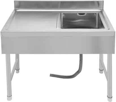 KANBCNG Küchenspüle Edelstahl Spültisch mit Arbeitsplatte Spülbecken 1 Becken Edelstahl Waschtisch Outdoor Multifunktionswaschtisch Einzelspüle Freistehende Spüle Gastronomie Spüle Tragfähigkeit 150kg
