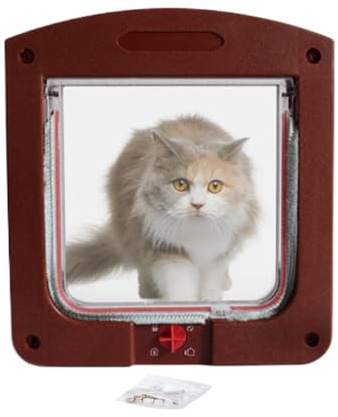 DzpKrka Chatière pour Chat Intérieure,Système 4 Directions pour Fenêtre - Porte Animaux Résistant Intérieur Extérieur Cuisine Appartement Propriétaires Maison Garage Véranda Amateurs
