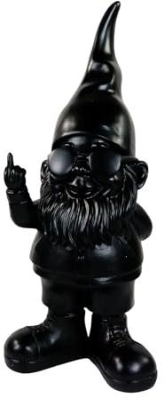 Trends for living Gartenzwerg Mittelfinger 27 cm Weiß oder Schwarz Dekorative Gartenfigur frecher Gartenzwerg Statue Dekoration - Lustige Gartenzwerge (Schwarz)