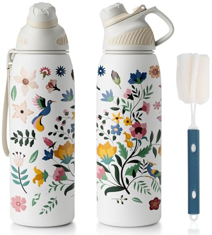 Fjbottle Gourde Isotherme avec Couvercle Magnétique - 400ml/600ml/800ml/1L/1.5L - Bouteille Isotherme Étanche sans BPA, Gourde Inox Bouche Standard, Gourde Enfant pour Sport, Gym, Voyage