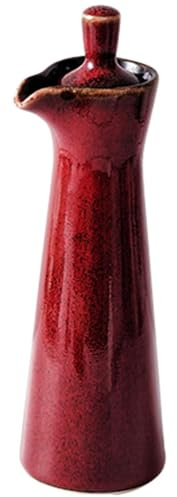 HXY Ceramic Olive Oil Dispenser Bottle,Traditional Japanese Ceramic Soy Sauce Dispenser - 120ml Pottery Soy Sauce and Vinegar Bottle,Vinegar Container Jar Suitable for Storage Coffee Syrups (Red)
