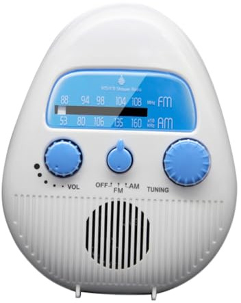 DOITOOL Tragbares Duschradio Kleiner Ipx4 Badezimmerradio mit Ukw/mw Radio Eingebautem Lautsprecher USB Ladefunktion für Bad Dusche