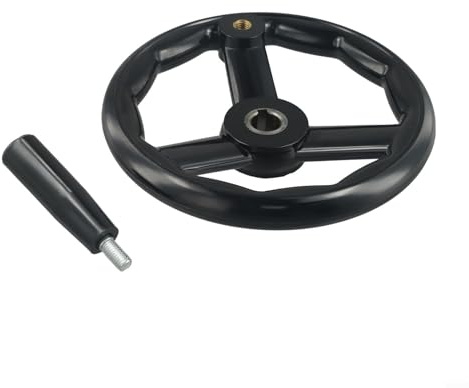 Roue manuelle à 3 rayons 125/200/100/160 mm avec poignée rotative pour fraiseuse, tour, meuleuse – Ajustement de la machine industrielle en plastique W (18 x 200 mm)