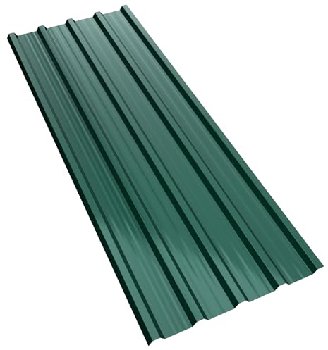 LILIIN 12x Trapezblech Metal Dachplatten Wellplatten Dach, Verzinkt Trapezoidal Sheet, Wetterfest & Korrosionsbeständig, für Gartenhaus, Carport & Wand(129,5 x 45 cm = 7 m², Grün)