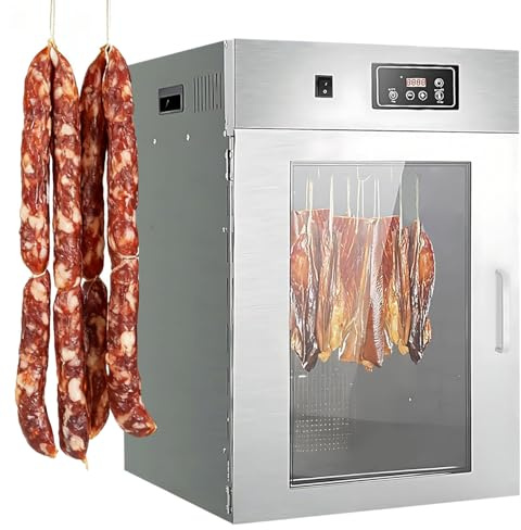Cámara De Curado De Carne Rotatorio De 360°, Deshidratador De Alimentos De Acero Inoxidable, Para Salchichas, Pollo, Pescado Y Res, Con Temporizador De 24H Y Ajuste De Temperatura De 30-90℃
