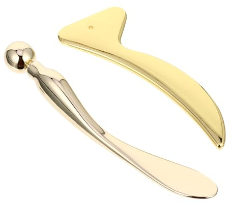 PRETYZOOM Espátulas para Crema Facial y Masajeador de Acero Inoxidable Dorado 2 Piezas Efecto Refrescante para Rostro y Ojos