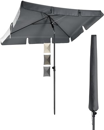 4smile Sonnenschirm Balkon SunnyShade SET in Anthrazit - UPF 50+ Sonnenschirm rechteckig 200 x 125 cm + Sonnenschirmhülle - Balkonschirm höhenverstellbar