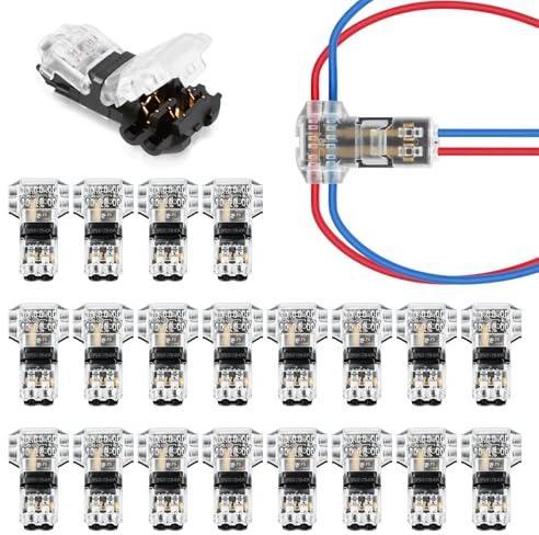 Wire Connectors, 20 Pcs Low Voltage Electronic T Tap Wire Connectors 12v, T Tap WireConnector with No WireStripping Reqired 0.35-0.75mm²
