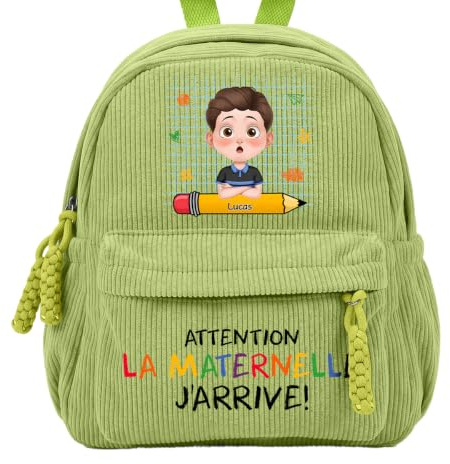 Cadeau Plus Sac À Dos Personnalisé Enfant - Attention La Maternelle - Cadeau Enfant, Cadeau Rentrée Maternelle, Petit Sac A Dos Enfant, Cadeau de Rentrée Scolaire (Garçon)
