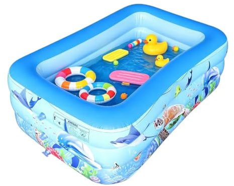 Piscine Gonflable, Piscine Rectangulaire avec Bouchon De Vidange