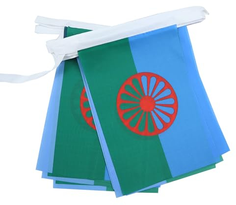 AZ FLAG Guirnalda Gitana 6 m 20 banderas Poliéster Ligero 21x15 cm | Uso interior y exterior Cadena de banderas de los gypsy banderas cosidas sobre cinta reforzada