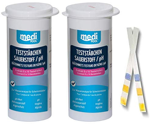 Medipool 2 Dosen 502010804MP Teststreifen für Sauerstoff - pH Wert - Algenschutz 100 Teststäbchen