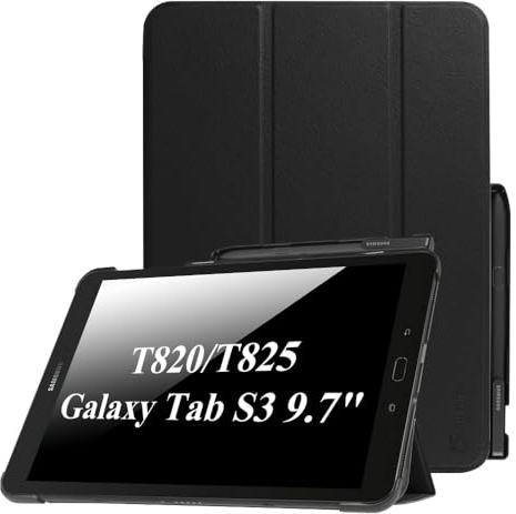 Fintie Hülle für Samsung Galaxy Tab S3 T820 / T825 (9,68 Zoll) Tablet-PC - Ultra Schlank Ständer Schutzhülle Cover Case mit Auto Schlaf/Wach Funktion und eingebautem S Pen Halter, Schwarz
