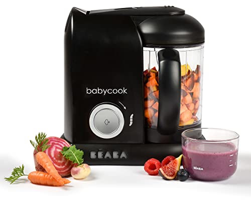 Béaba - Babycook Solo - Bebismat Maker - 4 i 1: Bebismatberedare, mixer och spis - Mjuk Ångkokare Matlagning - Snabb - Matdiversifiering för ditt barn - Black Edition