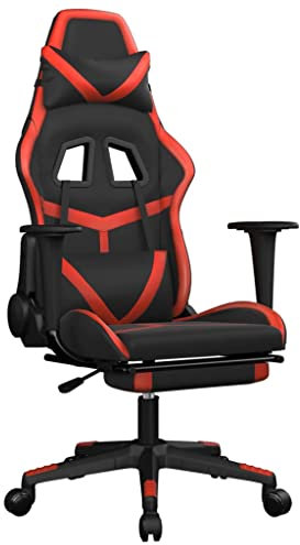 vidaXL Gaming Stuhl mit Massage Fußstütze Racing Chefsessel Bürostuhl Drehstuhl Sportsitz Bürosessel Schreibtischstuhl Schwarz Rot Kunstleder