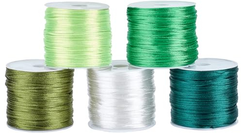 PH PandaHall 1.5mm Cordoncino A Coda di Ratto Corda di Nylon Verde Filo per Braccialetti per Primavera Macrame Kumihimo Braccialetto Dell'Amicizia Collana Nodo Cinese Acchiappasogni 90 yards / 90m
