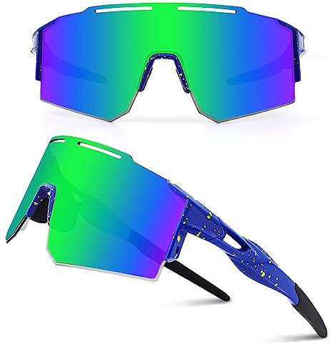 DUDUKING Sonnenbrille Fahrradbrille Herren Damen,Wassertransferdruck Sportbrillen Radsport Brillen für Outdoorsport Radfahren Laufen Golf UV 400 Schutz Baseball Brille