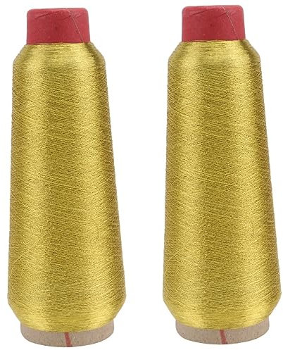 COHEALI 2stücke Metallic Stickgarn Yards Spule Gold Für Maschinenstickerei Näharbeiten Und Stricken Hohe Farbtreue Und Strapazierfähigkeit Bricht Hochgeschwindigkeitsmaschinen